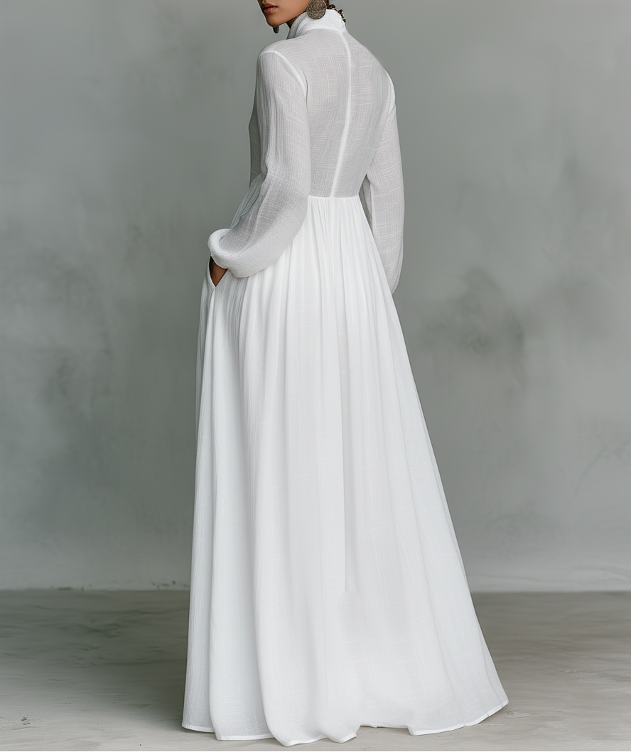 Delfina | Elegancka luźna sukienka maxi z wysokim dekoltem