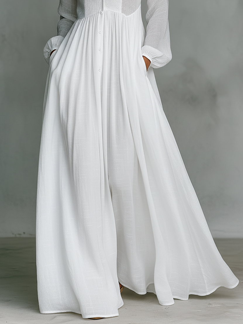 Delfina | Elegancka luźna sukienka maxi z wysokim dekoltem