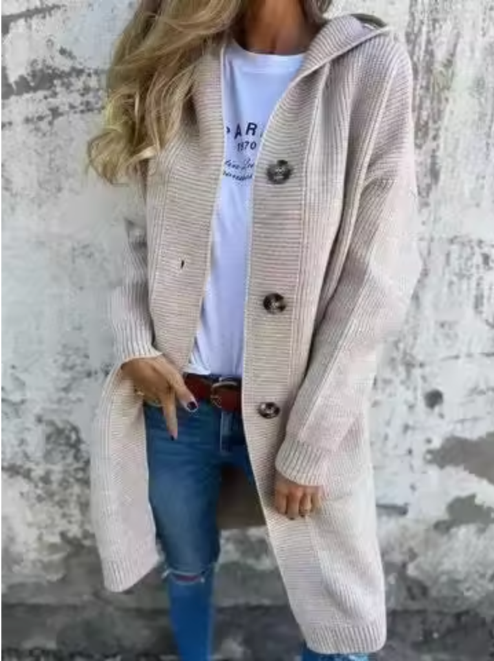 Celestyna | Elegancki Długi Dzianinowy Kardigan