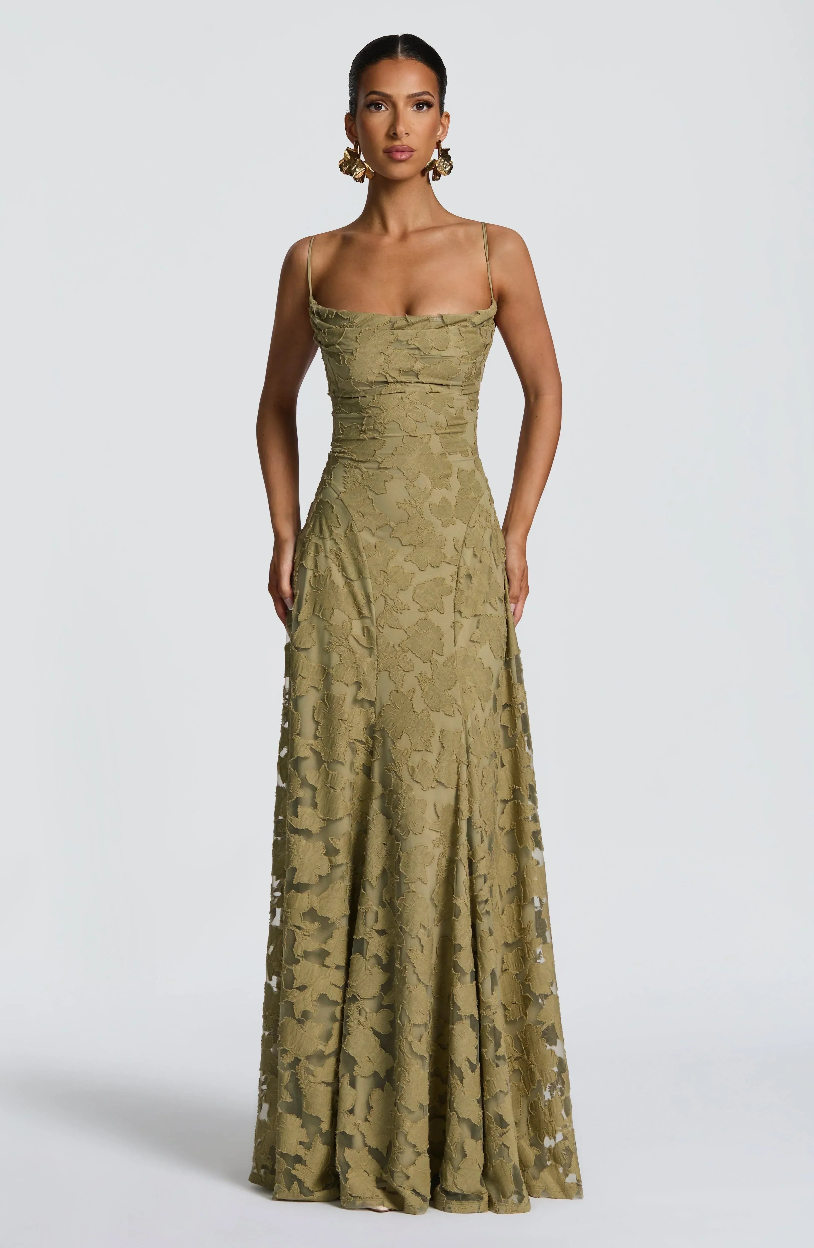 Wacława | Elegancka, drapowana sukienka maxi